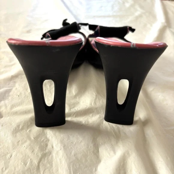 Cole Haan Rare G Series Bows Nike lab Black Pink Heeled Slip Ons SZ 9.5 B NWOT - Picture 6 of 14